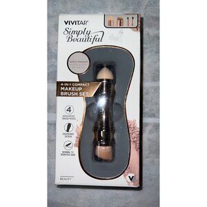 4-In-1 Compact Makeup Brush Set By Vivitar Beauty Tool Ergonomic Design